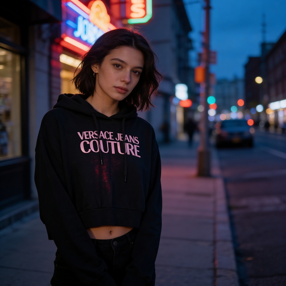 Authentic Versace Jeans Collection Black and Pink Hoodie